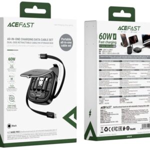 پک کابل چند منظوره ایس فست ACEFAST J3 Acewire Pro توان 60 وات همراه با کابل جمع‌شونده